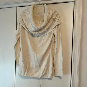 NWT! New York & Co Off White Cowlneck Sweater w/Cream Embellishments - Medium